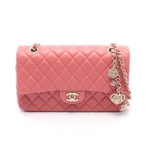 Chanel Matelasse Single Flap Shoulder Bag Leather Pink